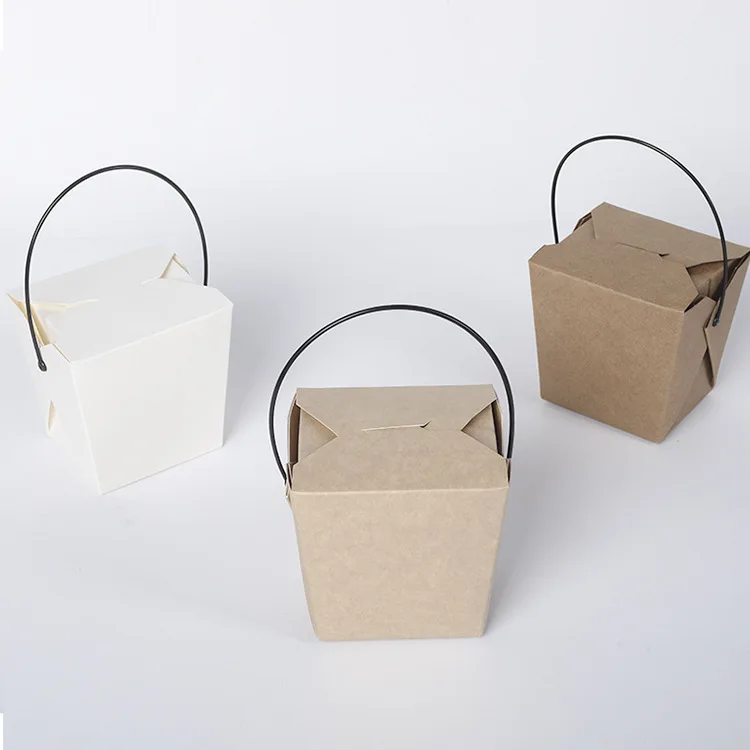 Factory hot sale take away chinese food box rice take away box paper take away box with handle