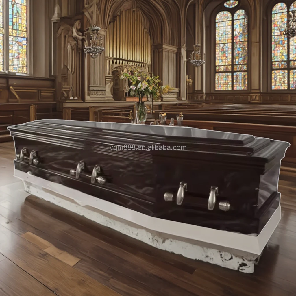 YANGENGMU YGM-002 Handcrafted Wooden Coffin Professional Funeral Supply European Style Eco-Friendly High Quality