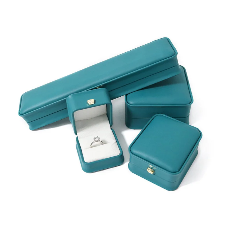 2022 FASHION dark green jewellery  box jewelry package can box PU Joyeria