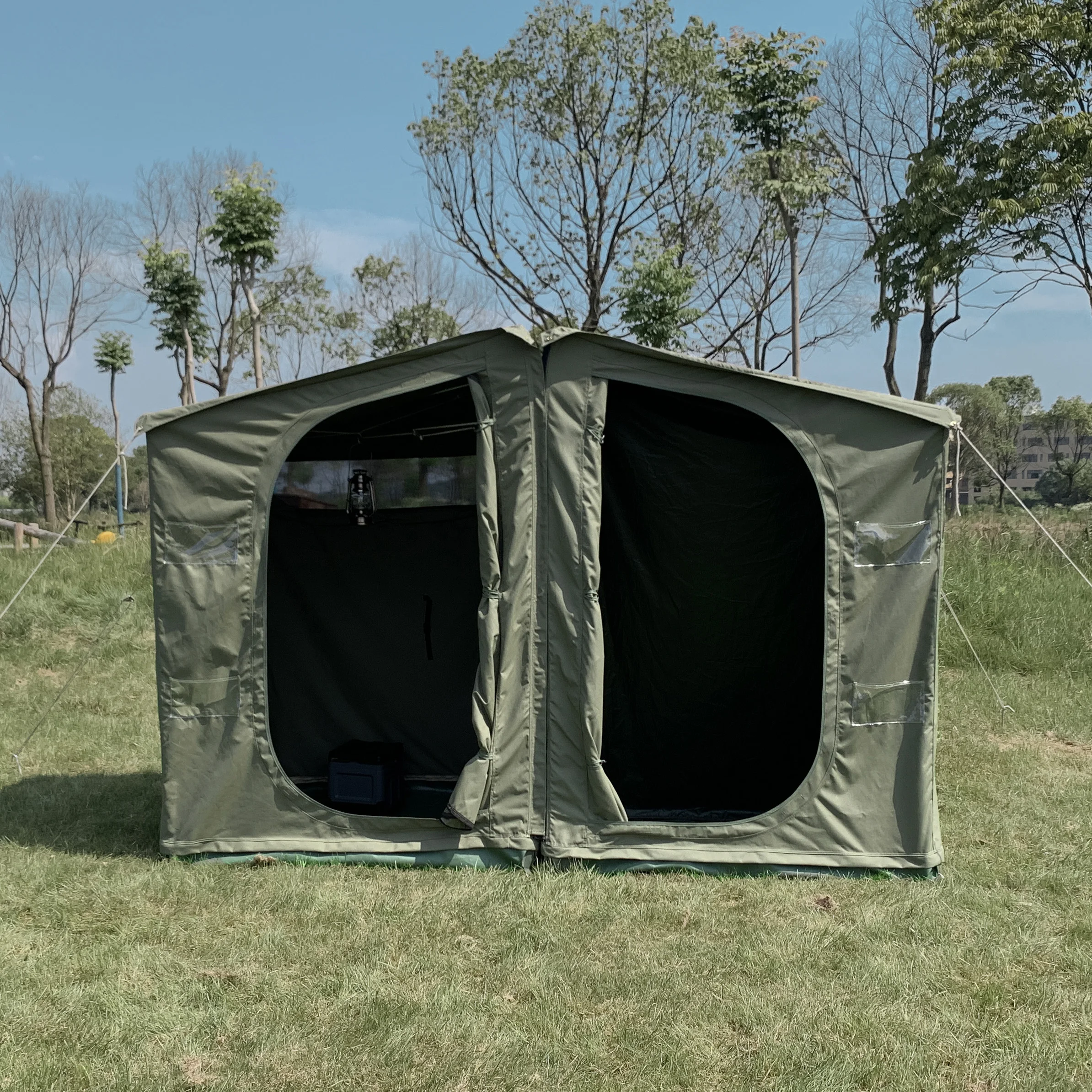 Portable 340gsm plaid outdoor toilet tent camping shower double camping shower toilet tent