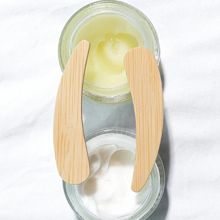 Wholesale Cosmetic Face Cream Small Spoons Flat Scoop Mini Makeup Bamboo Wooden Cosmetic Spatulas