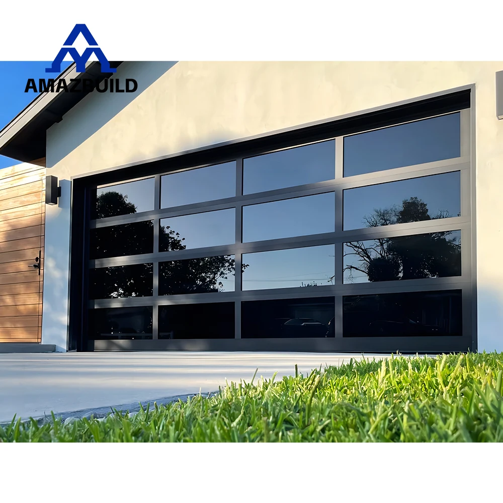 AMAZBUILD американские безрамные современные двери гаража черные для