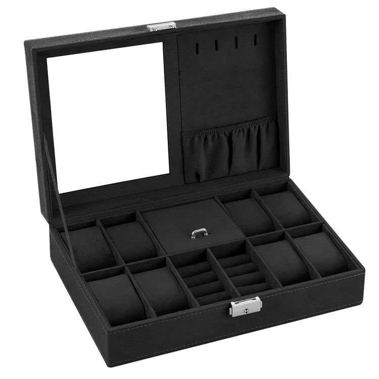 Wholesale Velvet Watch Organizer Box Watch Jewelry storage Case With Mirror