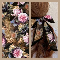 Factory low price custom 100D big flower silk printing fabric