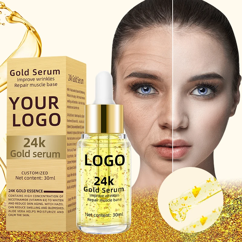 24 K Gold Serum Organic Gold Serum Facial Skin Pure 24k Gold Face Serum Moisturizing Firming Anti Aging Skin Care Essential Oil