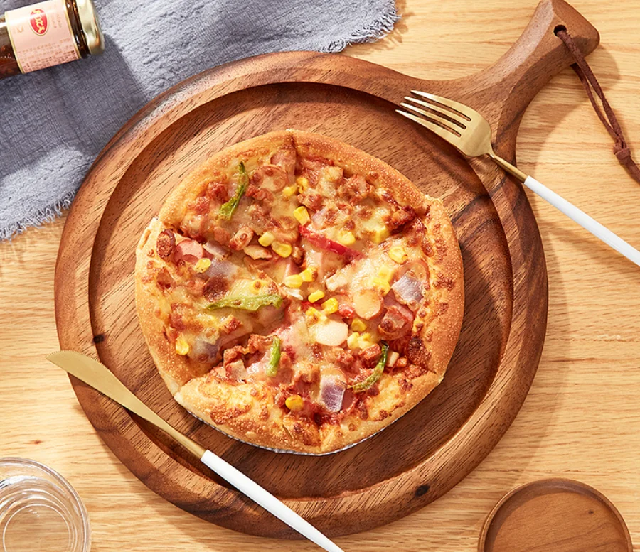 Brown Large Acacia Wood Pizza Peel/Cutting Board/Serving Tray/Paddle Serving Boards with Handle for Pizzas,Vegetables& Chees