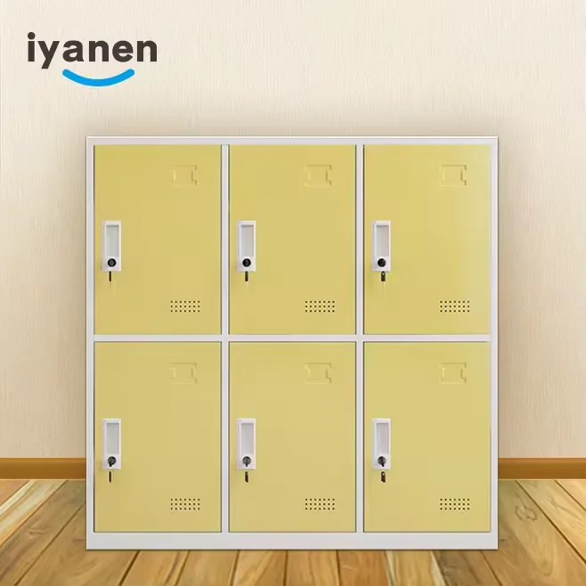IYANEN Knock down structure yellow Color 9 doors small supermarket metal storage locker for Personal Storage Bag File cabinet