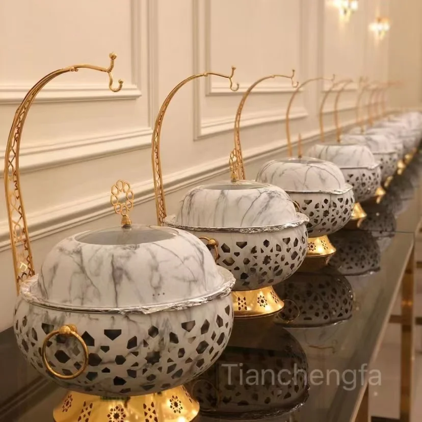2024 New Design Hanging Chafing dish Restaurant banquet Gold Food warmer Sevring Equipment Buffet Chefing dish for Wedding party