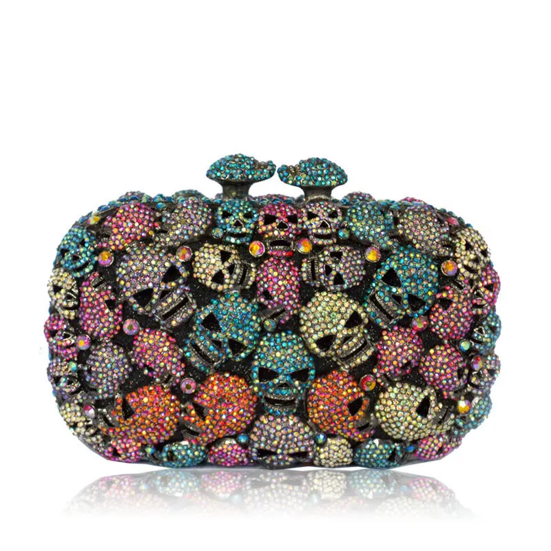 Женский модный клатч с украшением из бисера и бантом, кошелек-клатч с кристаллами и черепом, вечерние сумочки, клатч, кошелек для вечеринки, женская сумка со стразами