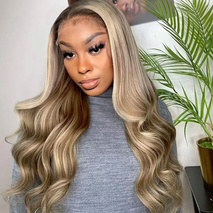 Ash Blonde Highlight Lace Front Wigs #P18/613 Color Straight & Body Wave 13x4 HD Lace Human Hair Wigs