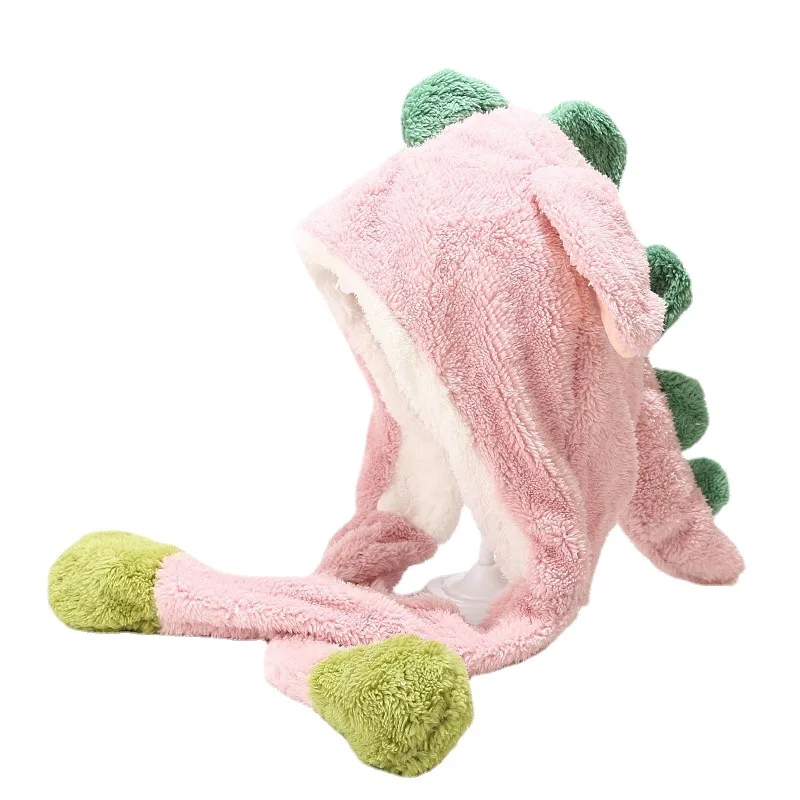 Factory cheap Cute Women Fur Cartoon Animal Warm Caps Autumn bunny ears Plush hat Winter Thicken Moving Ears Making Funny Hats