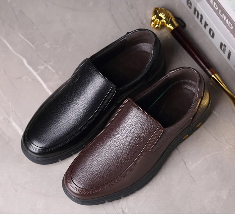 Hot sale genuine leather dress shoes men loafers men slip-on Rubber sole top quality casual shoes men