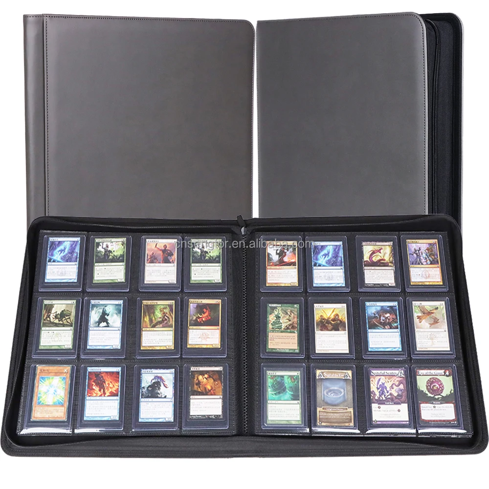Game Leather Tcg MTG Yu-Gi-Oh 12 Pockets Top loader Binders PU Folder Trading Card Album Toploader Binder