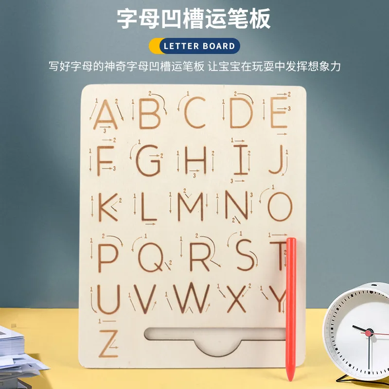 Double Sided Groove Alphabet double-sided 26-word Uppermotherboard exercises logical thinking montessori educational toys