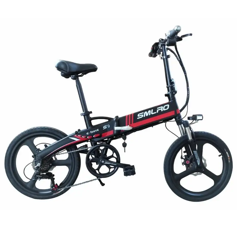 SMLRO Folding 20 inch 48V 350W 10Ah electric bicycle ebike E-bike Three-knife integrated wheel Hidden battery