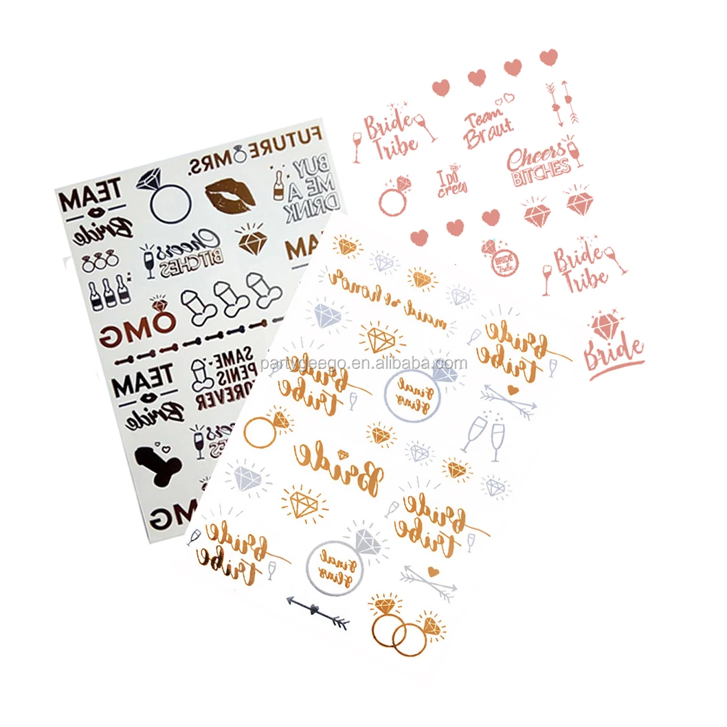 Bride And Bride Tribe Gold Temporary BIig Tattoos