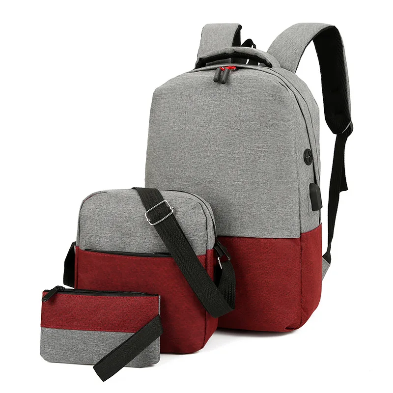 
Sale 3 Pcs Set Bagpack Wholesale Simple Design Light Weight Oxford Polyester Custom Logo Laptop Backpack 