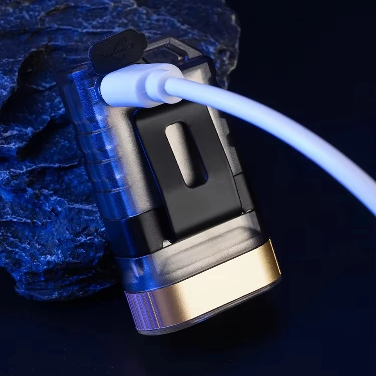 High Power LED Torch Rechargeable Work Light with Keychain IP65 Rated ABS Body Lithium Battery for Camping