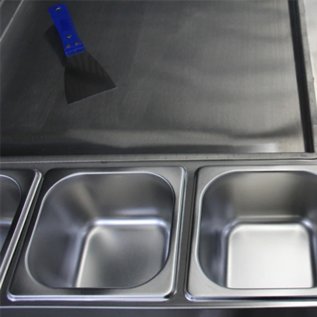 High quality thailand rolled fried ice cream machine double pan fry ice cream making machine square pan fired ice cream machine