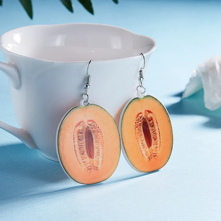 Fashion Cute Colorful Mango Banana Avocado Peach Grape Pear Pendant Drop Acrylic Fruit Earring Jewelry For Women