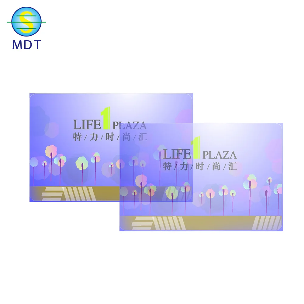MDT transparent pvc card for epson  printer with barcode and qr code in plastic