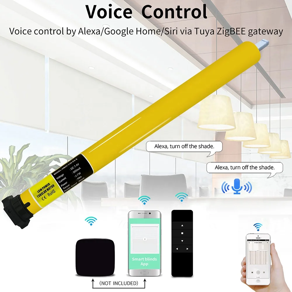 Powered Smart Driver Automatic Wifi APP Rechargeable Battery Motorized Remote Control Horizontal Tubular Motor For Window