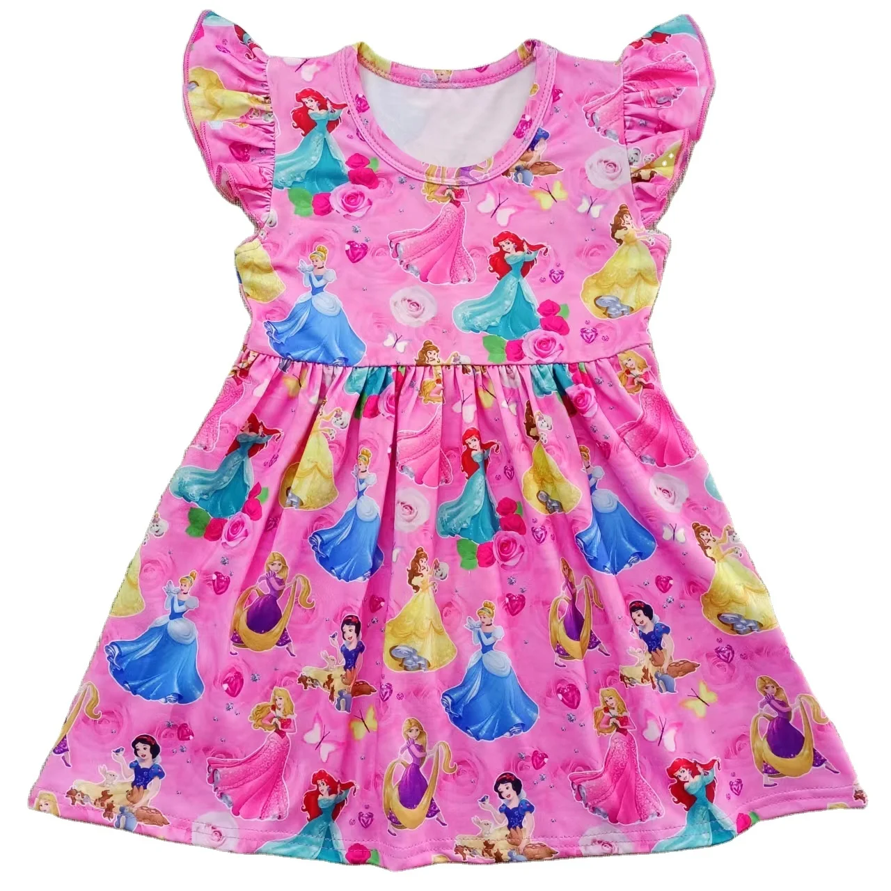 Hot selling new print princess inspired high quality milk silk dress