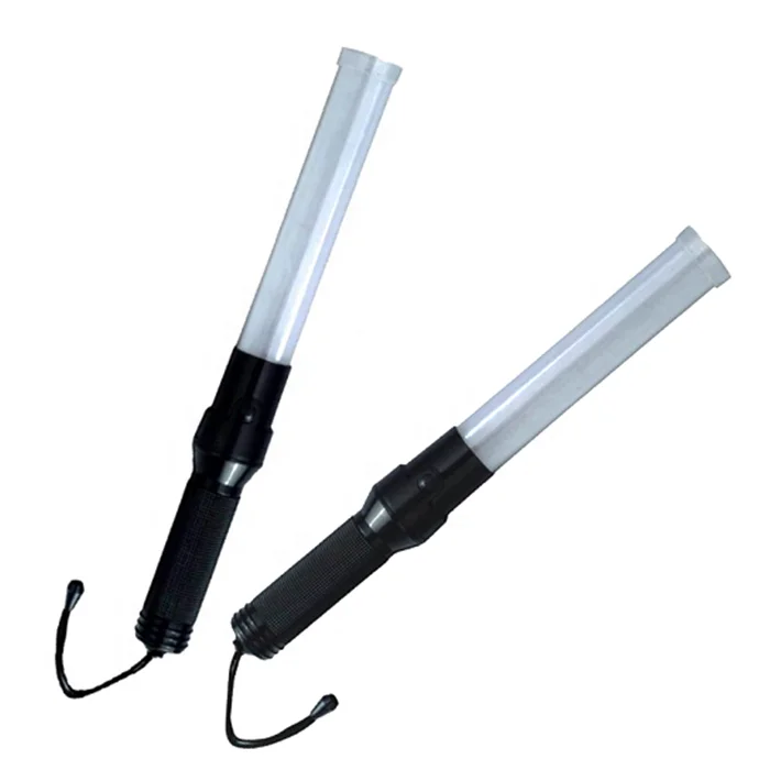 Wholesale 41cm white shell bicolor handheld flashing light wands LED airport traffic Aviation safety marshalling signal batons