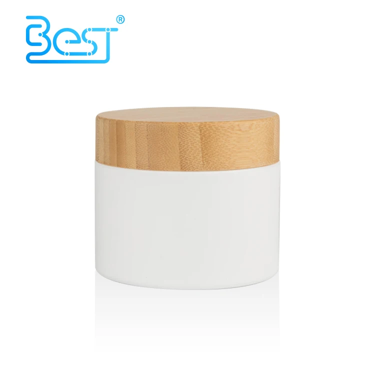 luxury 150g white bamboo plastic jar with bamboo lid plastic jar with bamboo cap