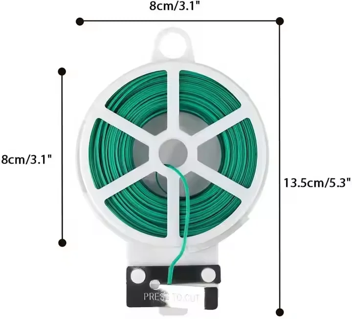 Gardening Green Twist Plant Support Strap Twist Tie Wire Single Core Plastic Coated With Cutter