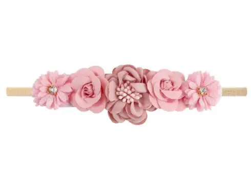 Hot selling artificial flower rhinestone pearl baby headband for girls