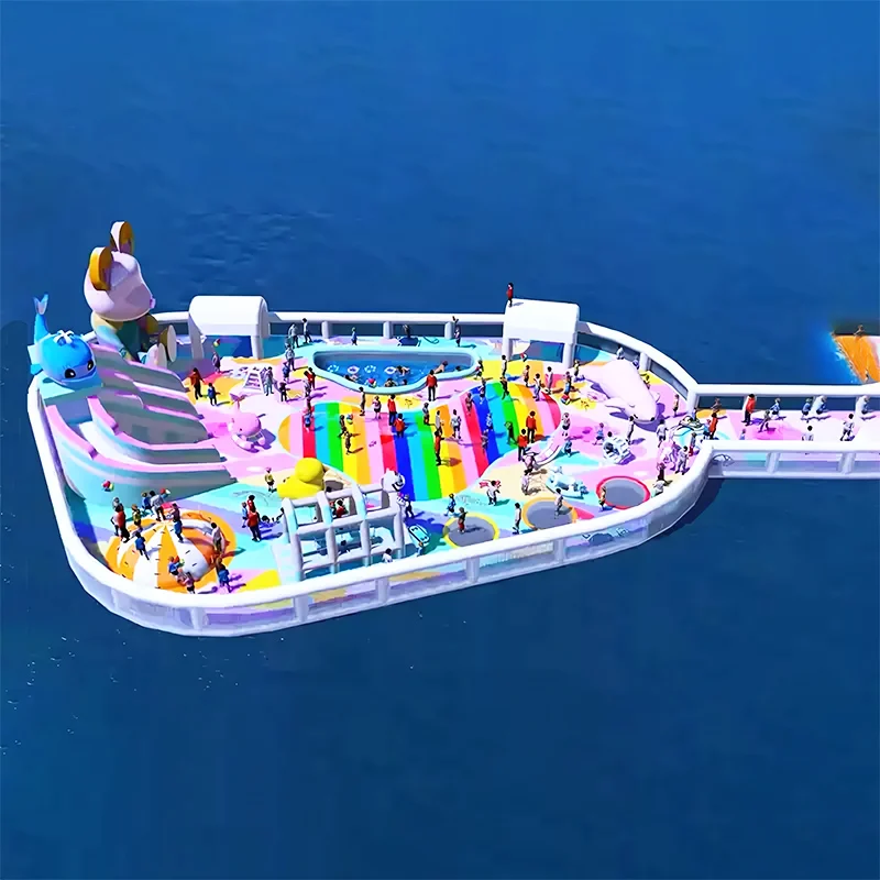Outdoor giant inflatable amusement park with water toys