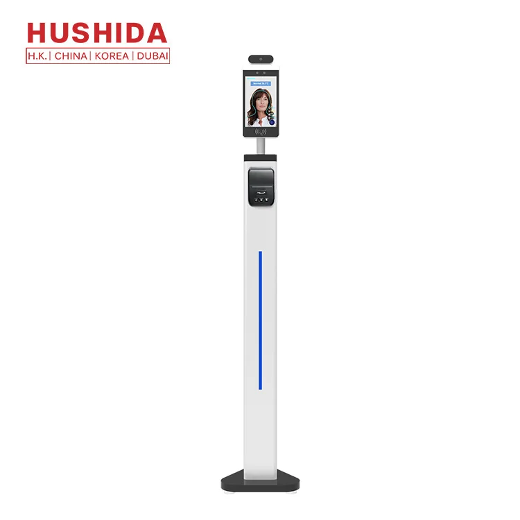  HUSHIDA 8 inch face recognition IR thermal camera thermometer with temperature print
