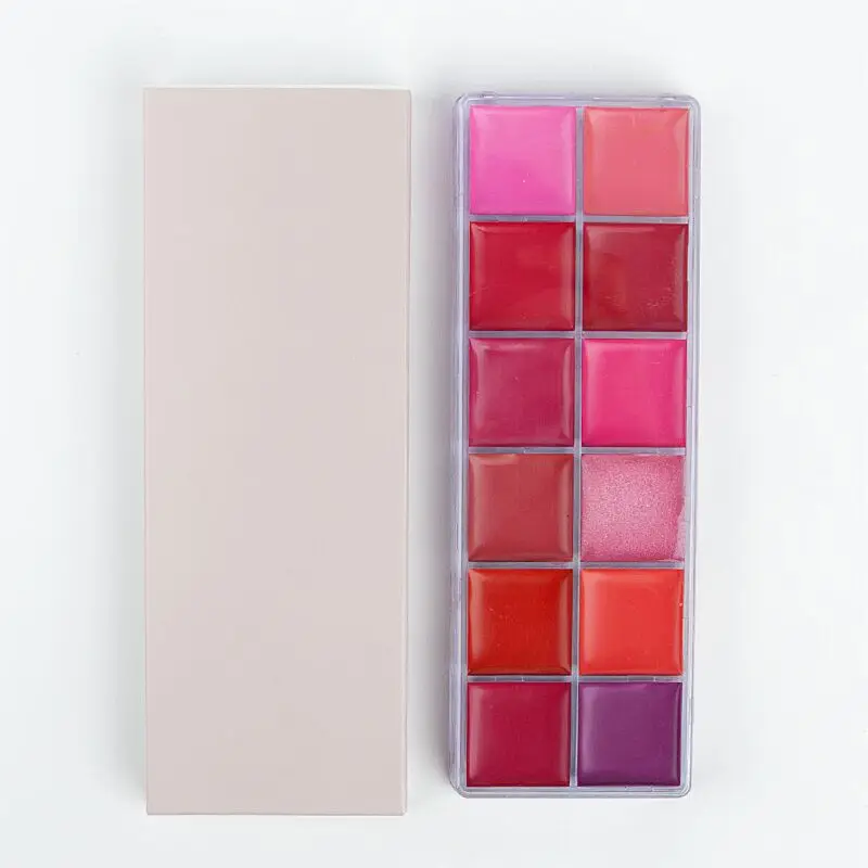 Make Up Lipsticks Moisturizer Lipgloss Palette Cosmetic Set Lip Gloss 12 Color Waterproof lip palette
