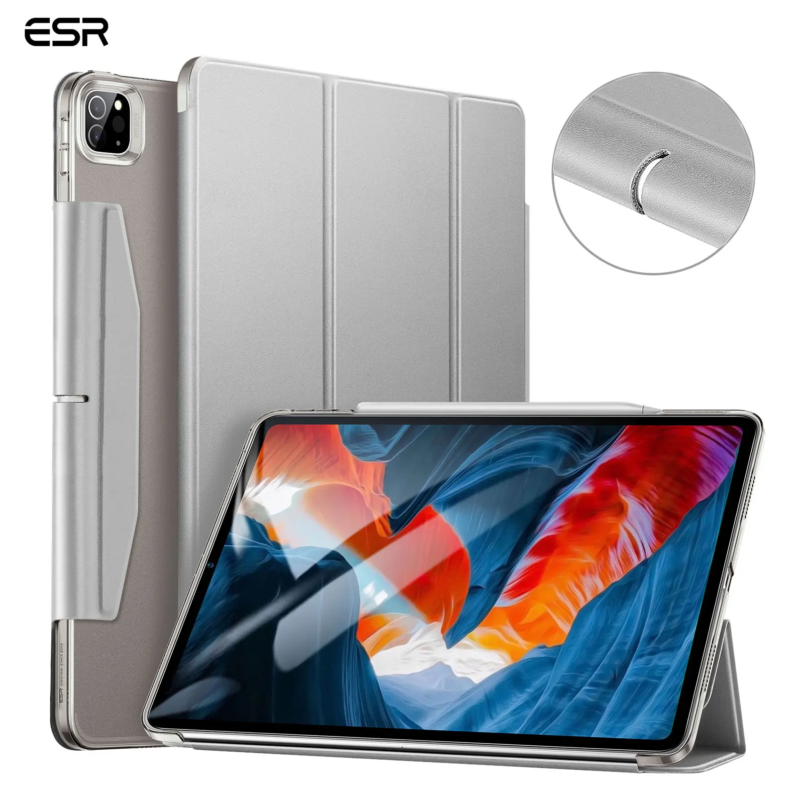 
ESR Amazon Best Selling Yippee Trifold Smart Tablet Case for iPad Pro 12.9 2021 Hard PC Back Cover 