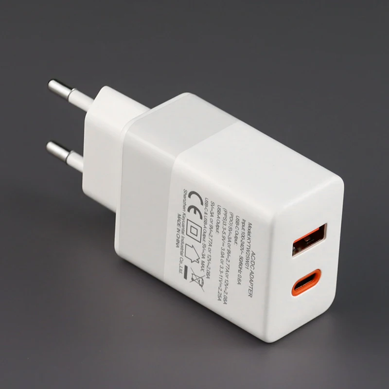 30W EU round 2 pin gan wall 30w charger usb c pps pd  power adapter type-C and QC 3.0 phone 33W Fast Charge USB-C Travel Charger