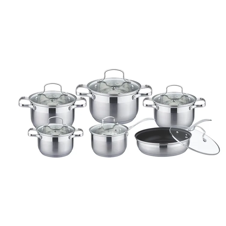 Convenient and easy to clean cookware Stainless steel pot handle Silver six-piece suit
