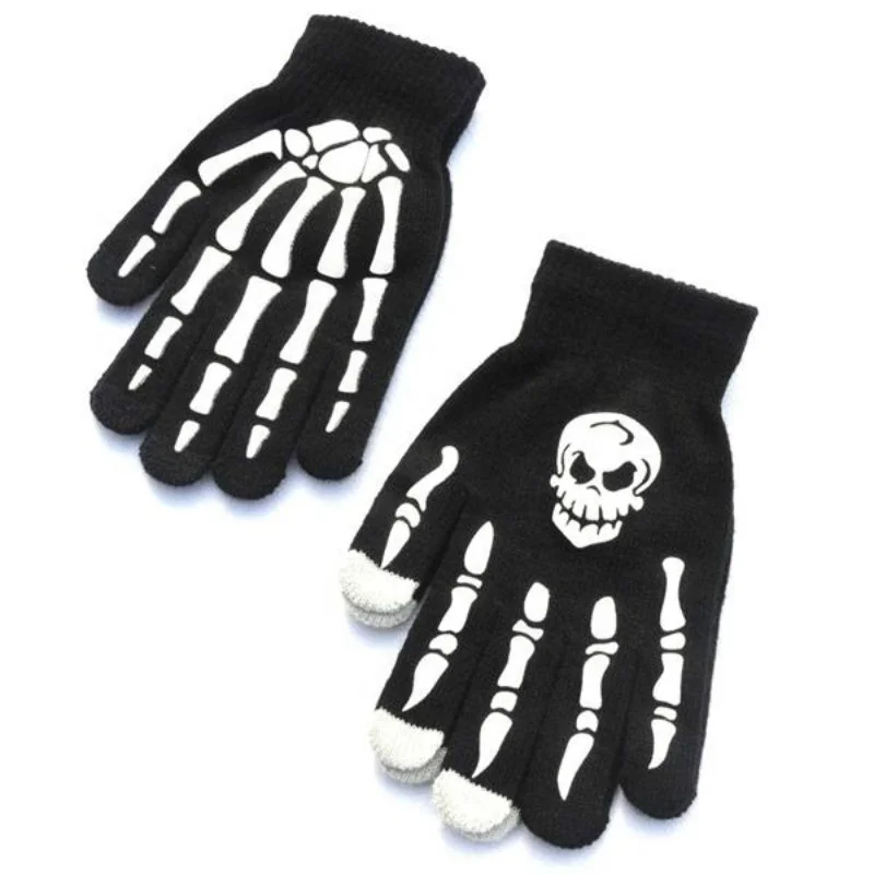 Halloween Horror Claw Skull Bone Skeleton Goth Anti Skid Rubber Non Slip Racing Cycling Touch Screen Sports Riding Winter Gloves