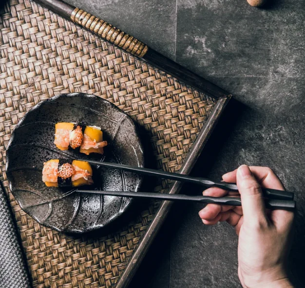 Stock Colorful Logo Custom Engraved Pet Black Sushi Cute Custom Embossed Customizable Japan Custom Japanese PPS Chopsticks