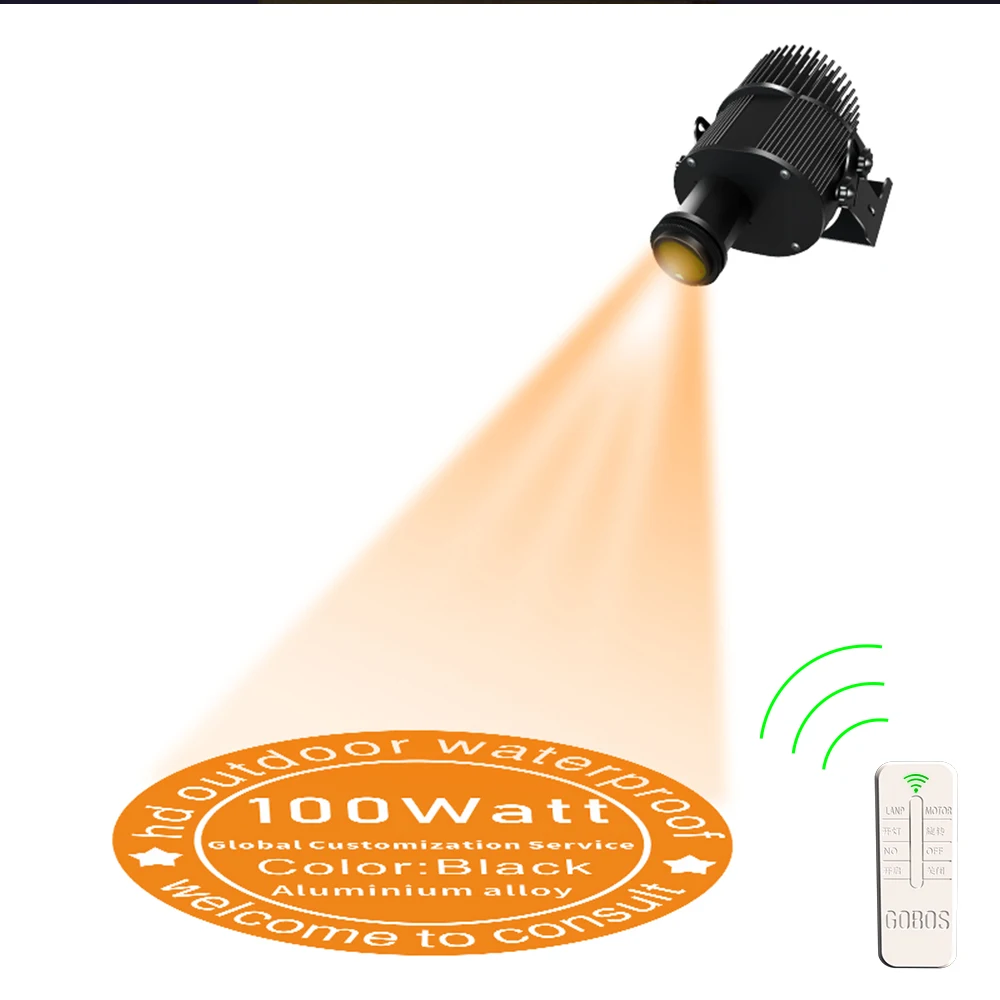 100 Вт Водонепроницаемый Открытый Ip67 Hd вращающийся рекламный светодиодный проектор с логотипом Gobo лазерный проектор с логотипом на открытом воздухе