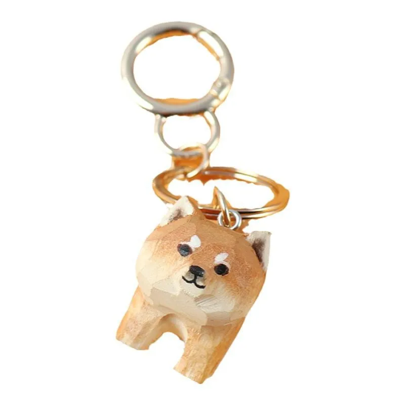 Carved Orange Cat Keychain Cat Hanging Cute Puppy Dog Pendant