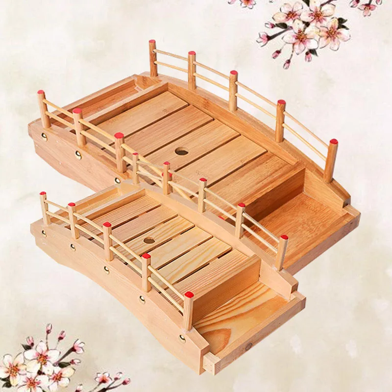 Wholesale new trends natural bamboo wood handmade sushi bridge for displaying sushi Japanese ingredients