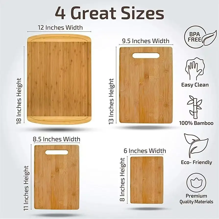 2024 hot sales Large customizable 3-piece Bamboo Chopping wooden cutting board double sided chopping block