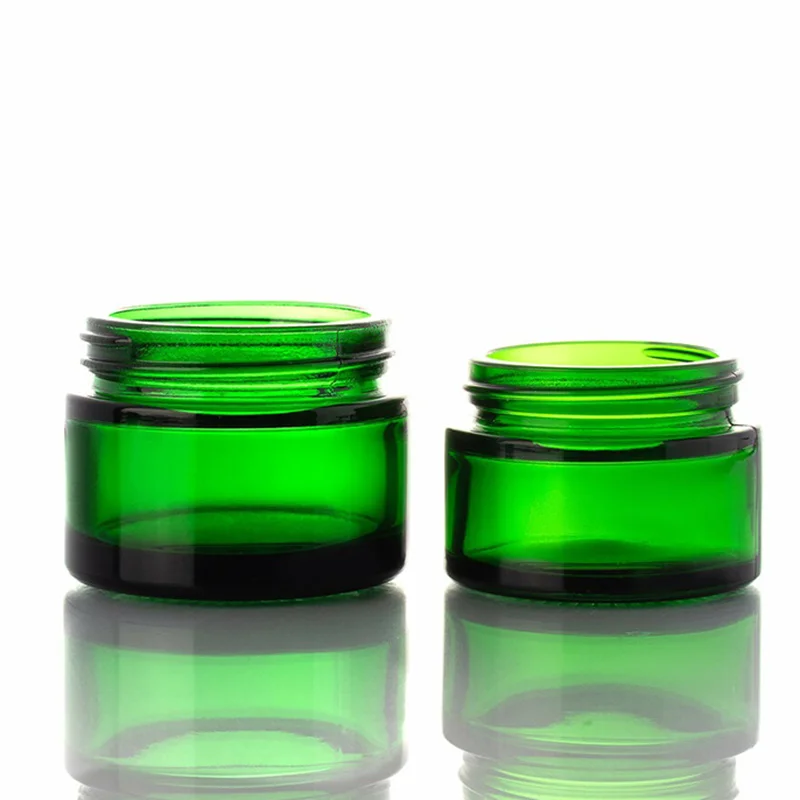 Green Glass Cream Jar Lotion Bottle Skin Care Set Facial Cream Bottle 20g 30g 50g Empty Cream Jar For Packages