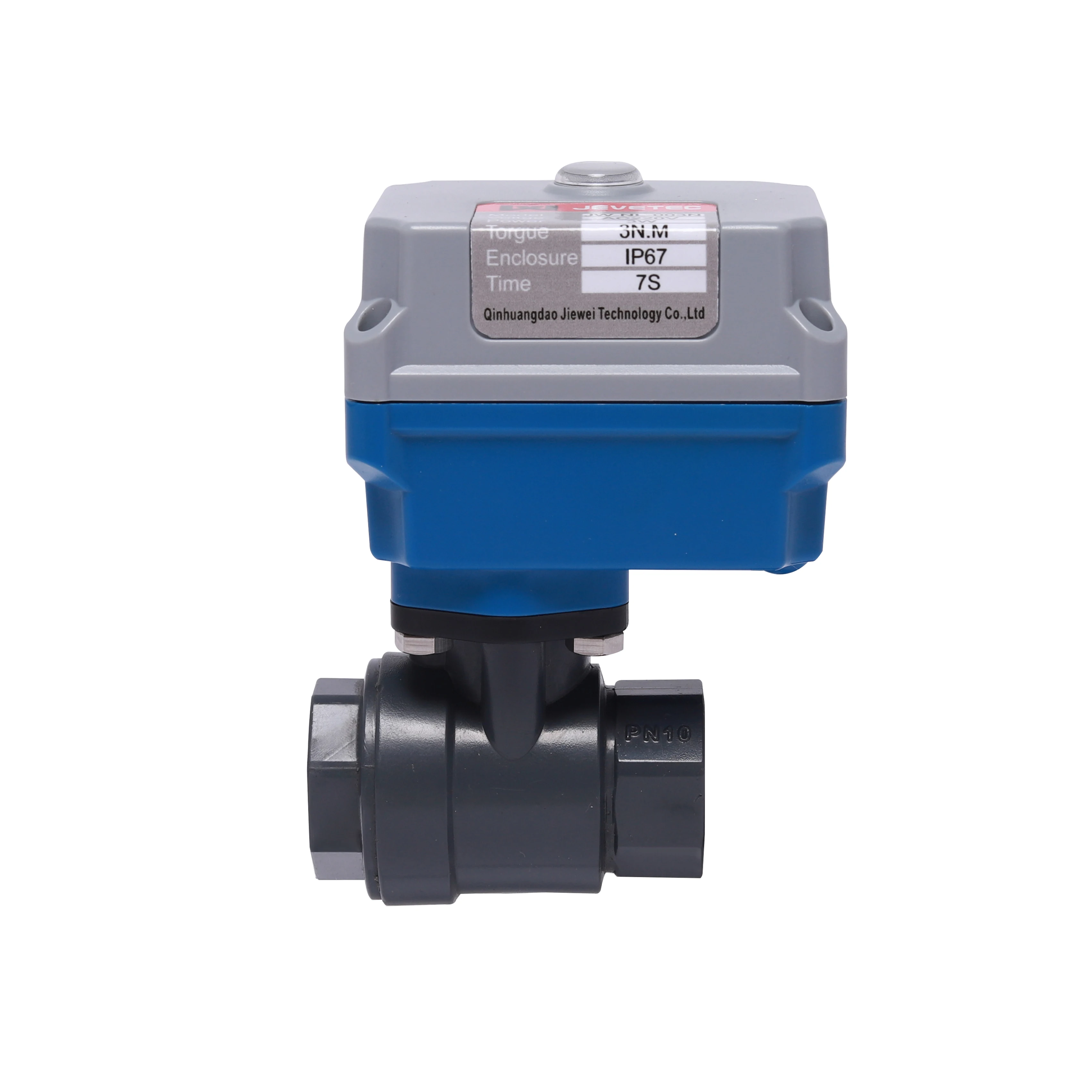 DN15 Three lines and one control UPVC EPDM mini electric water 2way ball valve UPVC plastic motorized ball valve AC220V/DC24V