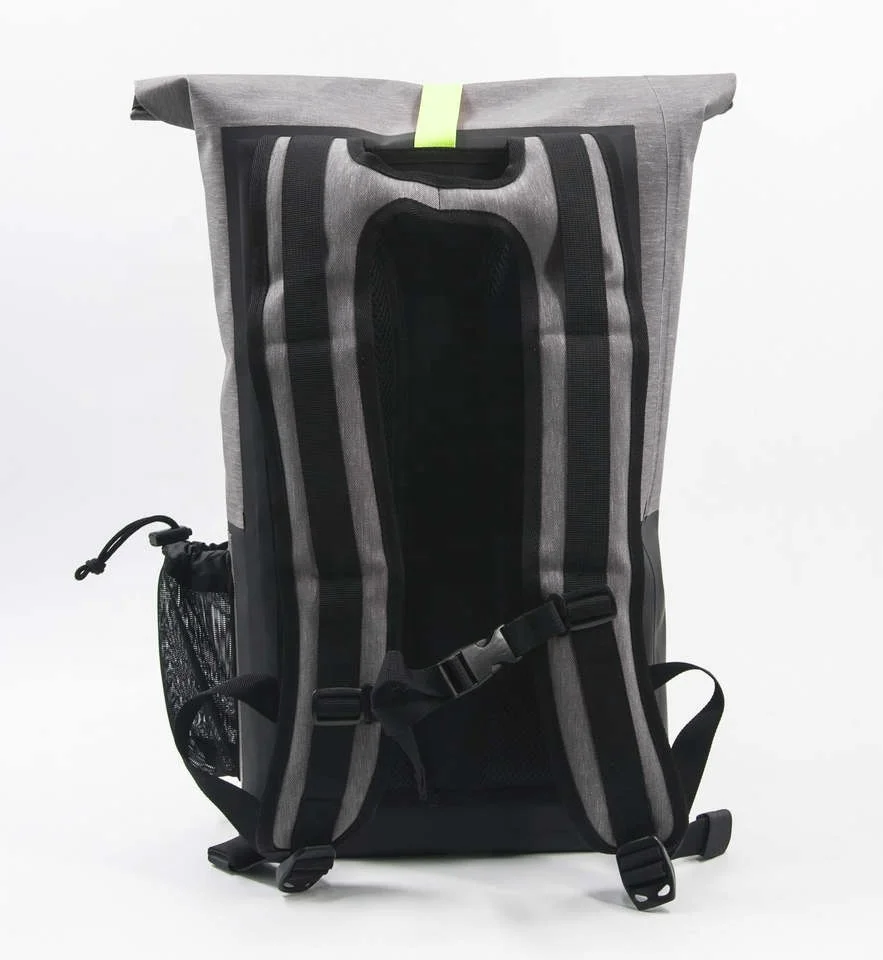 Heather Grey TPU Roll Top Backpack Urban Leisure Waterproof Laptop Sports Daypack Backpack