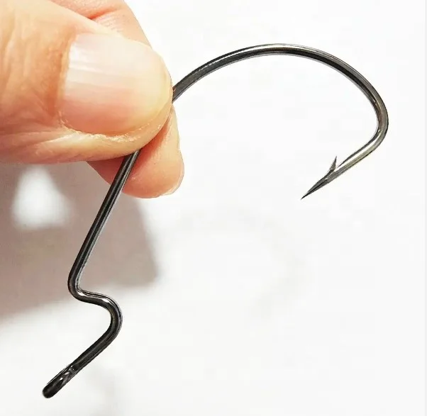 Wholesale high carbon steel flat crank hook soft lure auxiliary jig fish hook carp tackle rugged and durable
