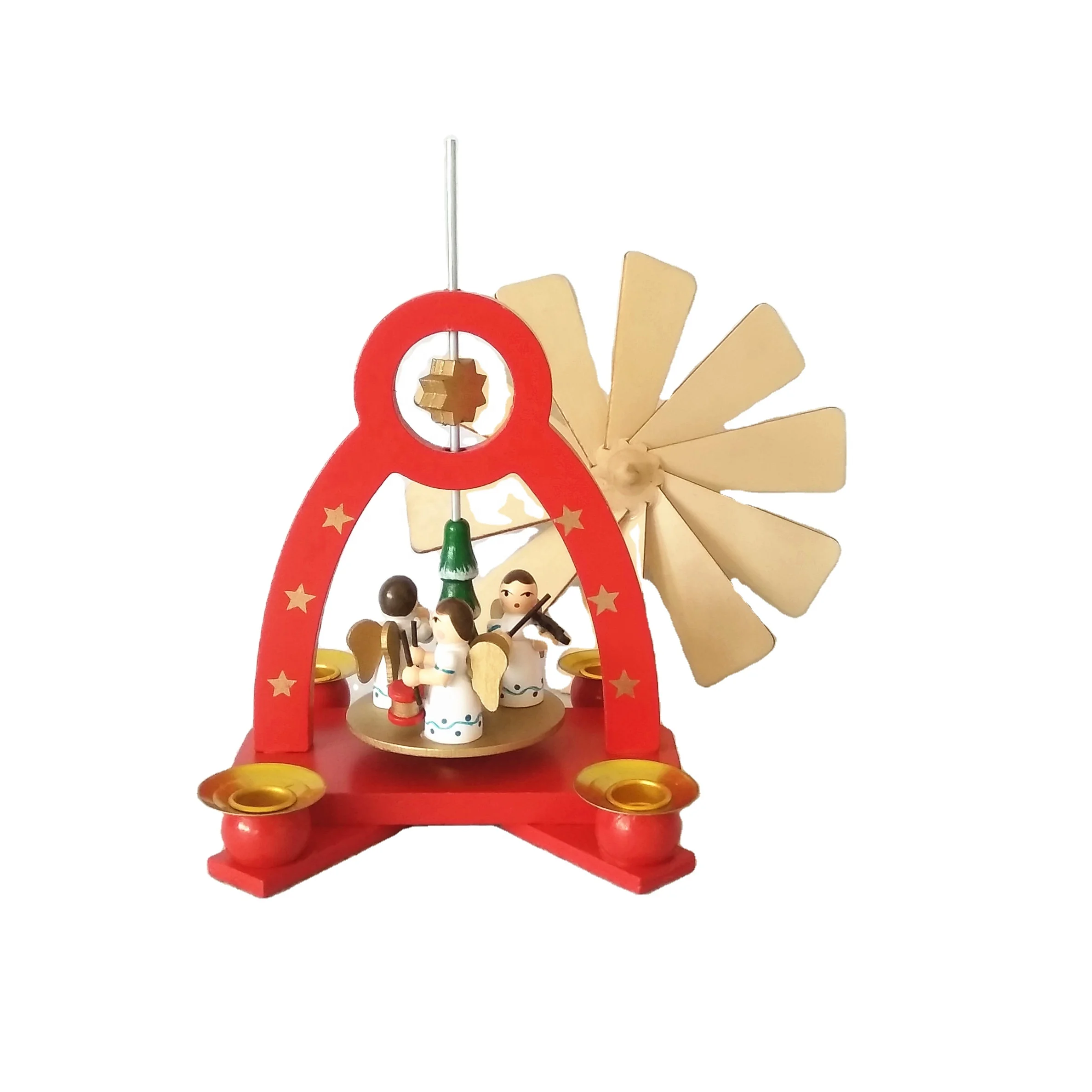 1 tier wood  red German Christmas angels pyramid