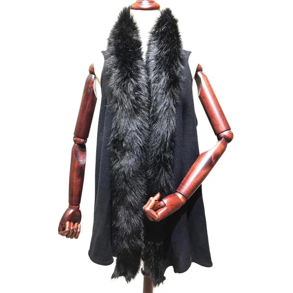
hot knitting cashmere shawls for women winter with fox fur and sleeveless scarf and shawls  (62299109280)