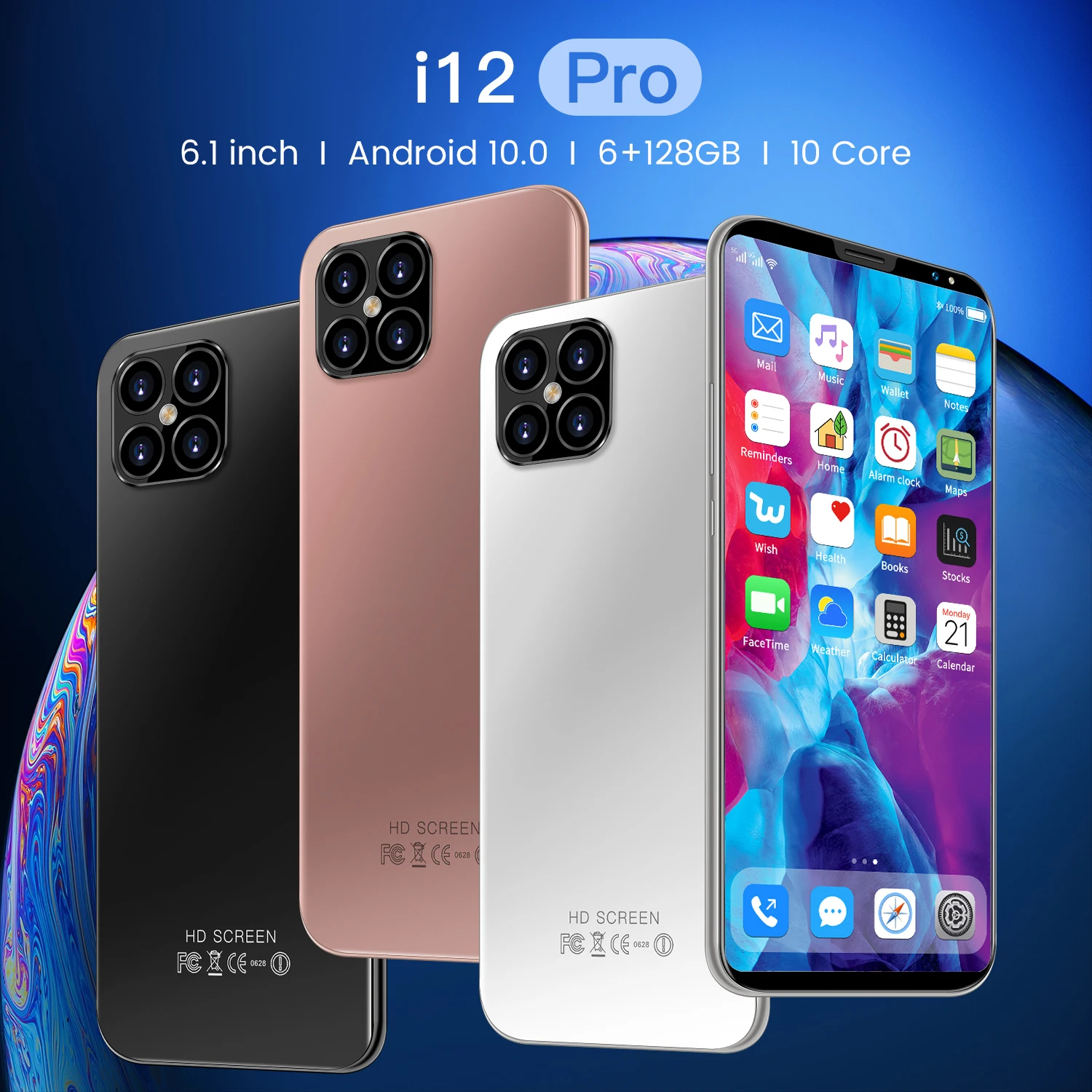 Новый дизайн 6 1 дюймовым экраном I12 Pro Телефон 4800 мАч двойная sim-карта двойной режим ожидания смартфон hd-камера 13 + 24 Мп ГБ 128 Гб мобильные